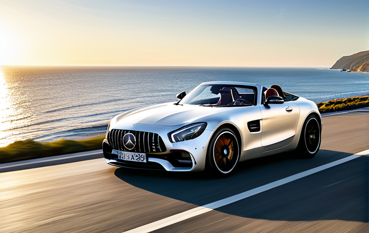 벤츠 AMG GT 로드스터의 스포츠 성능 - **Prompt 1: AMG GT Roadster on a Coastal Road**

   "A Mercedes AMG GT Roadster, fully clothed, spee...