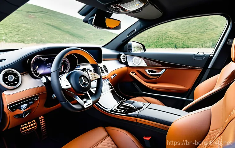 벤츠 C클래스 세단의 고객 만족도 - 9-inch touchscreen central multimedia display subtly angled towards the driver. To the left, the cri...