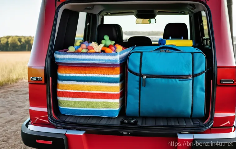 벤츠 G클래스의 적재 공간 활용 팁 - Prompt 1: Family Road Trip Ready G-Class Trunk**
